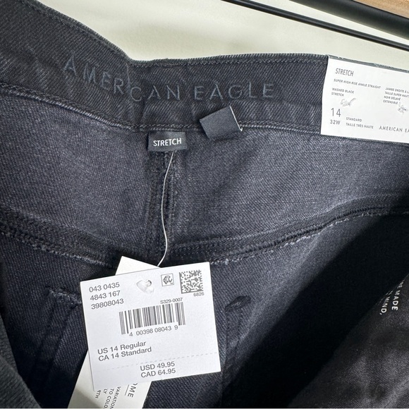 NWT American Eagle Stretch Super High-Rise Ankle Straight Jean Washed Black 14 - Picture 11 of 12